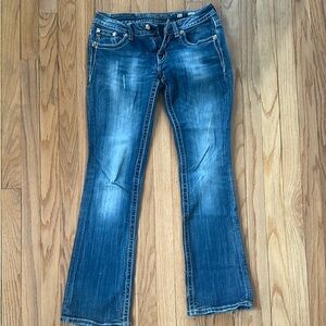 Miss Me Blue Boot Cut Jeans with Subtle Distressing